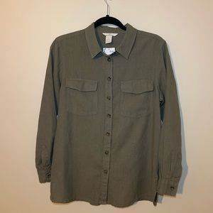 Casual green button down shirt